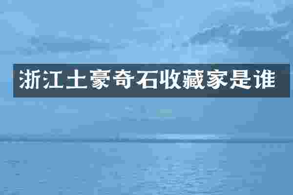 浙江土豪奇石收藏家是谁
