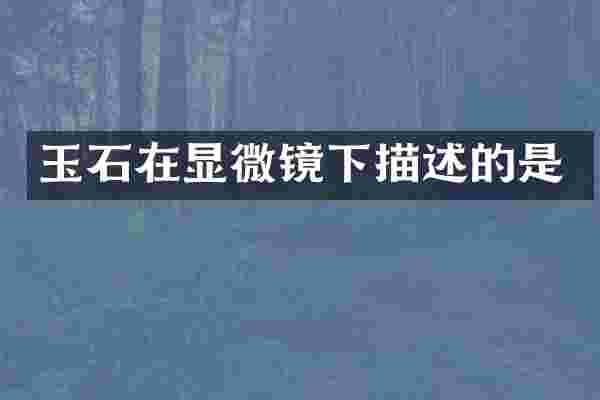 玉石在显微镜下描述的是