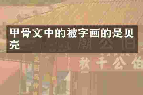 甲骨文中的被字画的是贝壳