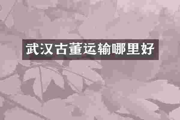 武汉古董运输哪里好
