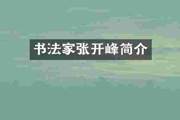 书法家张开峰简介