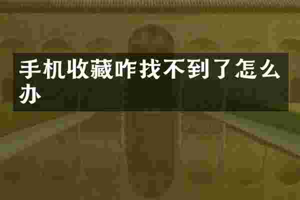 手机收藏咋找不到了怎么办