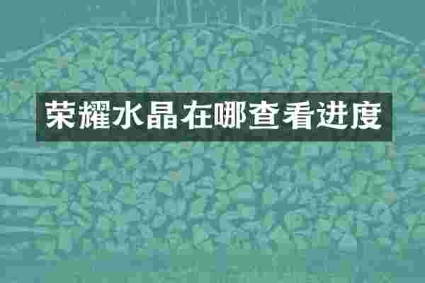 荣耀水晶在哪查看进度