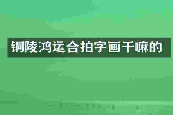 铜陵鸿运合拍字画干嘛的