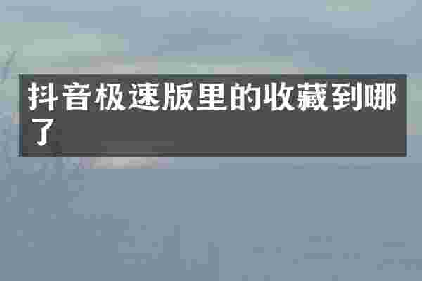 抖音极速版里的收藏到哪了