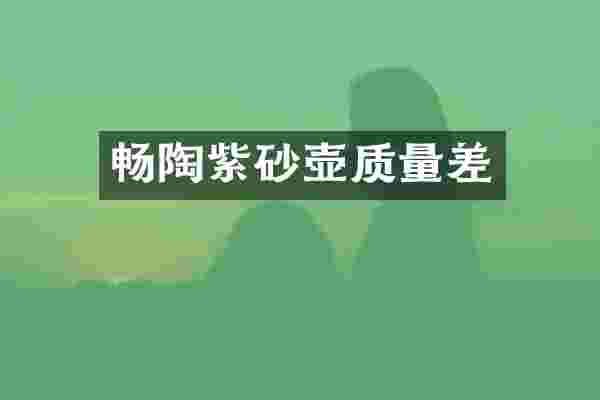 畅陶紫砂壶质量差