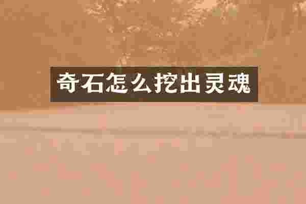 奇石怎么挖出灵魂