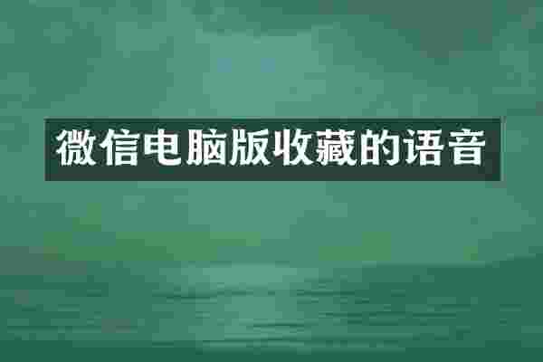 微信电脑版收藏的语音