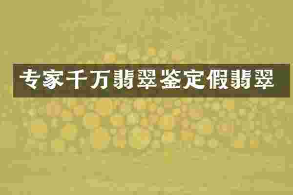 专家千万翡翠鉴定假翡翠