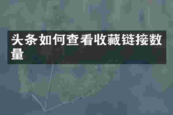 头条如何查看收藏链接数量