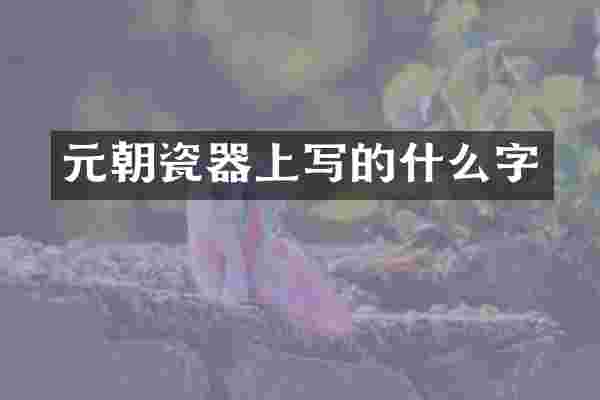 元朝瓷器上写的什么字