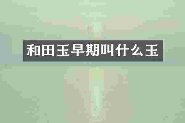 和田玉早期叫什么玉