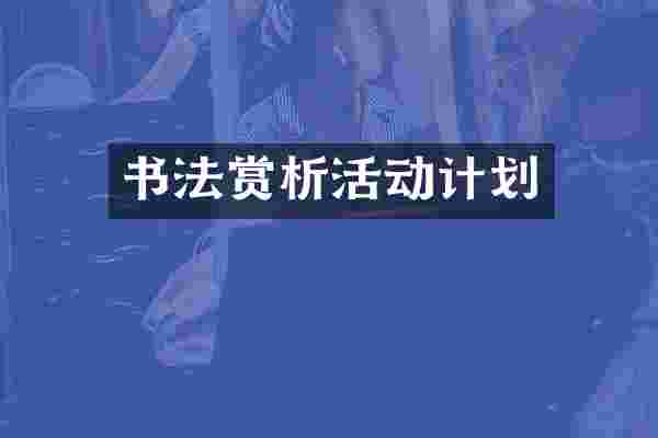 书法赏析活动计划