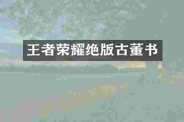 王者荣耀绝版古董书