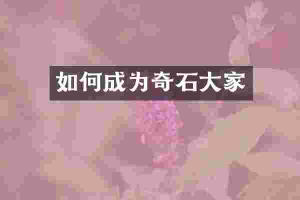 如何成为奇石大家