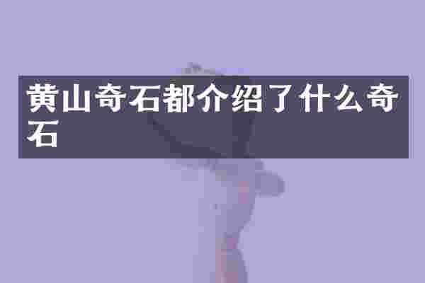 黄山奇石都介绍了什么奇石