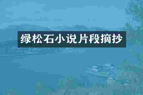 绿松石小说片段摘抄