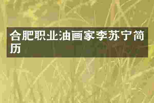 合肥职业油画家李苏宁简历