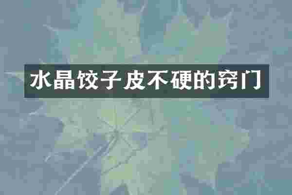 水晶饺子皮不硬的窍门