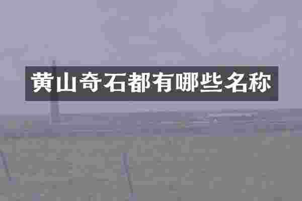 黄山奇石都有哪些名称