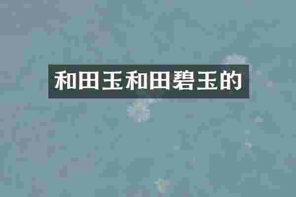 和田玉和田碧玉的