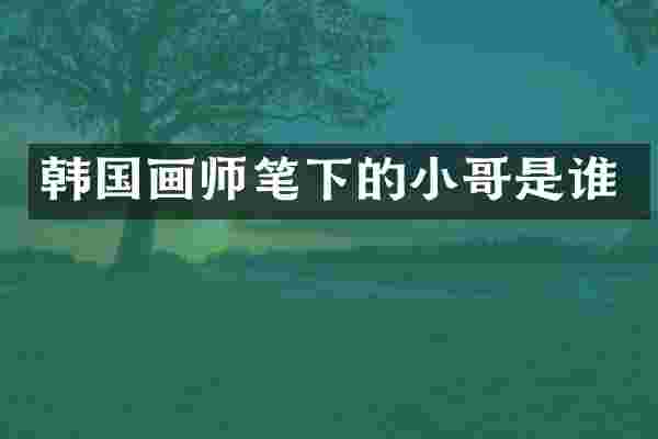 韩国画师笔下的小哥是谁