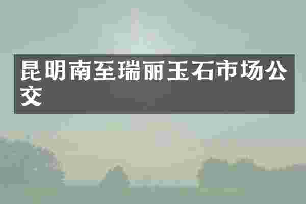 昆明南至瑞丽玉石市场公交