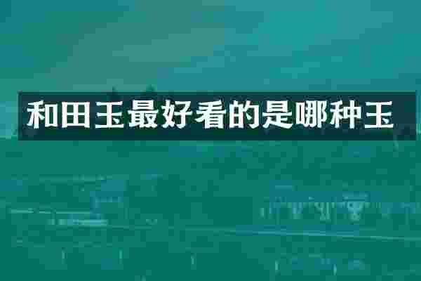 和田玉最好看的是哪种玉