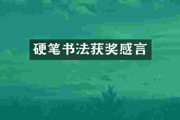 硬笔书法获奖感言