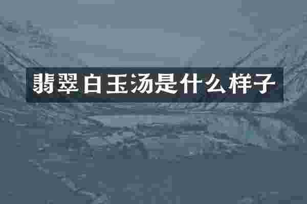 翡翠白玉汤是什么样子