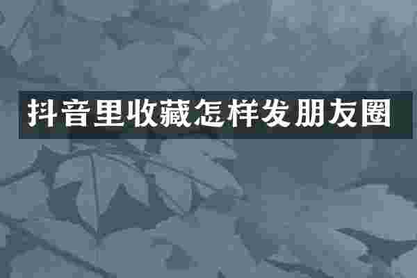 抖音里收藏怎样发朋友圈