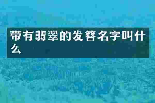 带有翡翠的发簪名字叫什么