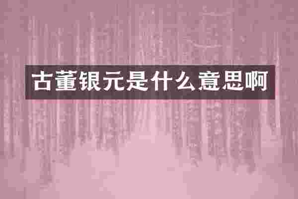 古董银元是什么意思啊