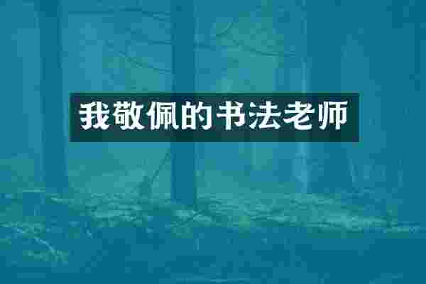 我敬佩的书法老师
