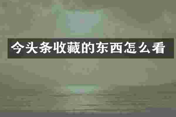 今头条收藏的东西怎么看