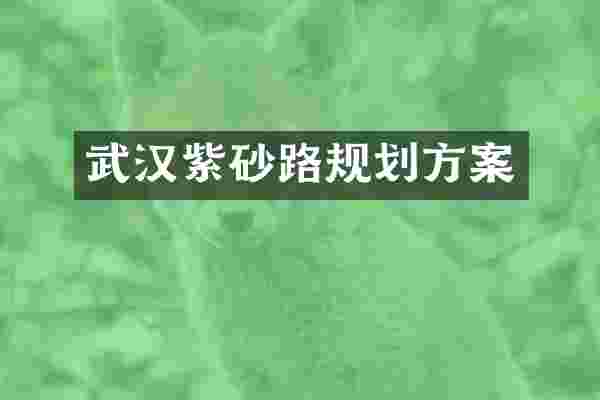 武汉紫砂路规划方案