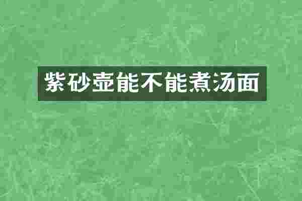 紫砂壶能不能煮汤面