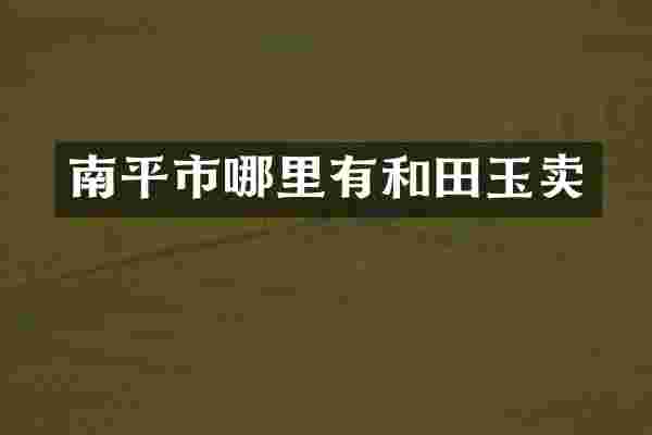 南平市哪里有和田玉卖