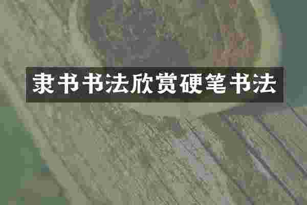 隶书书法欣赏硬笔书法