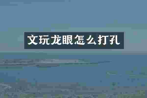 文玩龙眼怎么打孔