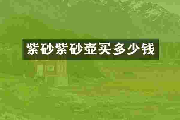 紫砂紫砂壶买多少钱