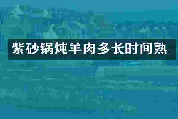紫砂锅炖羊肉多长时间熟