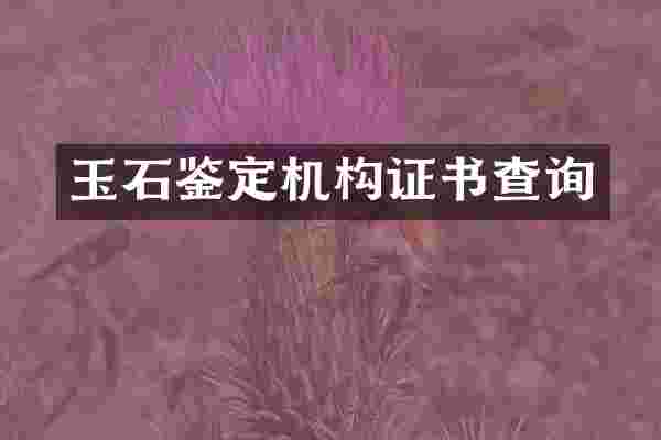 玉石鉴定机构证书查询