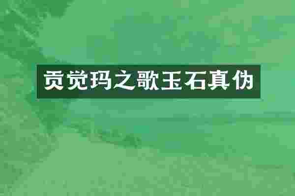 贡觉玛之歌玉石真伪