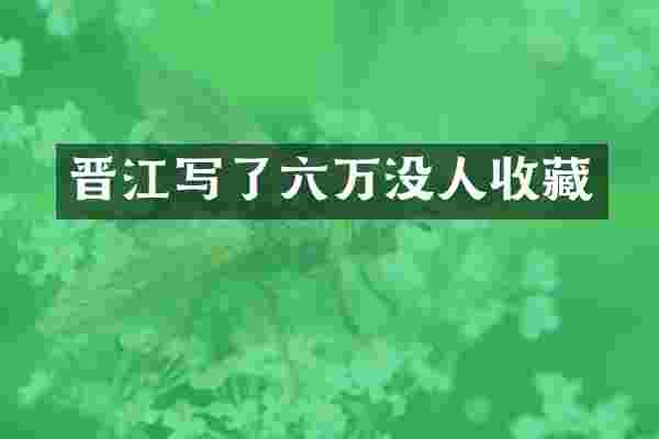 晋江写了六万没人收藏