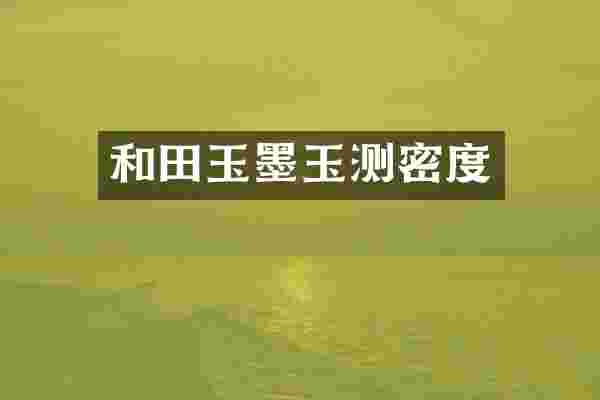 和田玉墨玉测密度