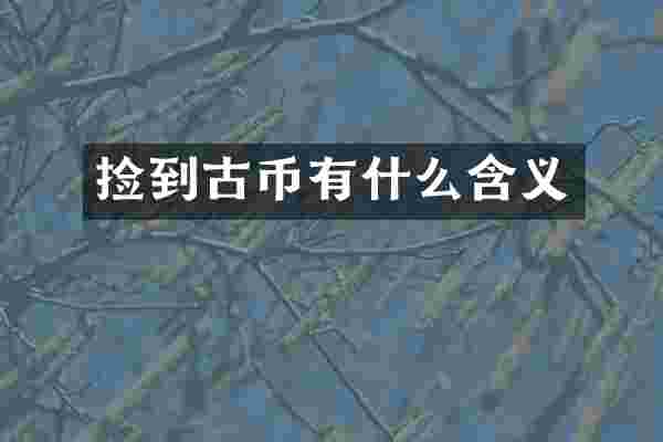 捡到古币有什么含义