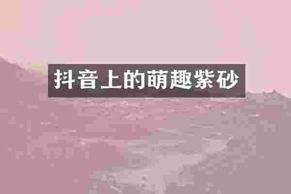 抖音上的萌趣紫砂