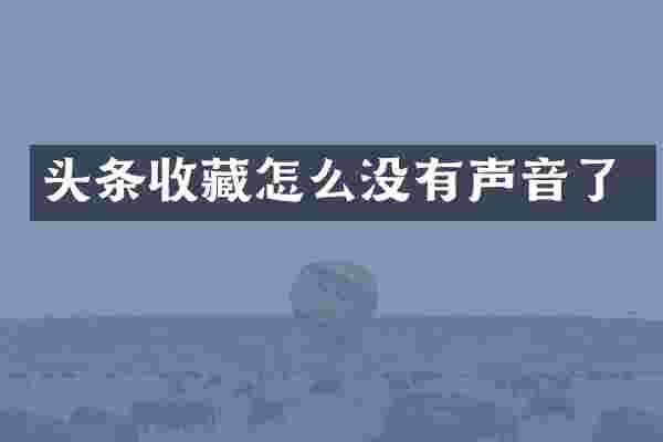 头条收藏怎么没有声音了