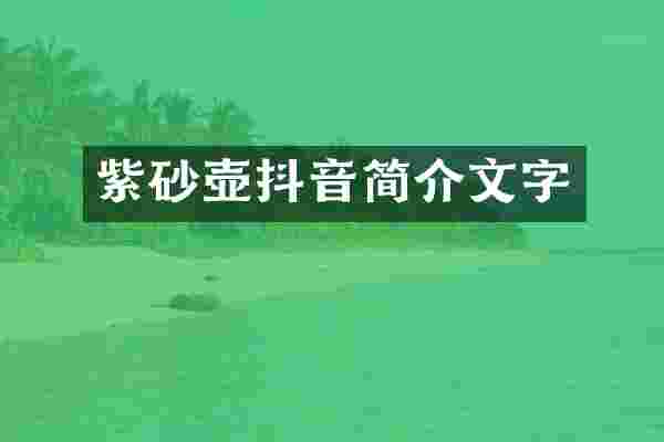 紫砂壶抖音简介文字